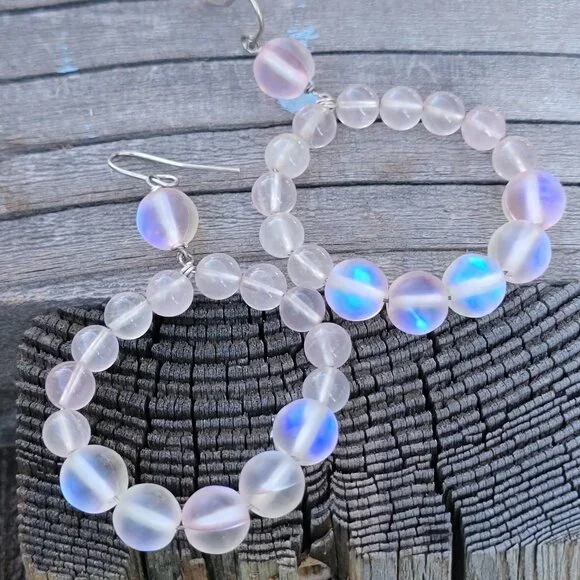 Stunning OOAK rare rose quartz + pink mermaid glass beads 925 sterling silver ea